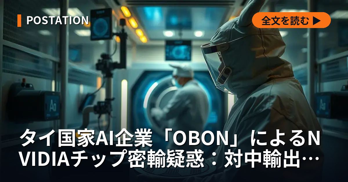タイ国家AI企業「OBON」によるNVIDIAチップ密輸疑惑：対中輸出規制を骨抜きにする「第三国ルート」の全貌
