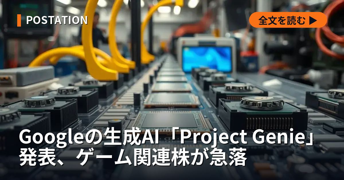 Googleの生成AI「Project Genie」発表、ゲーム関連株が急落