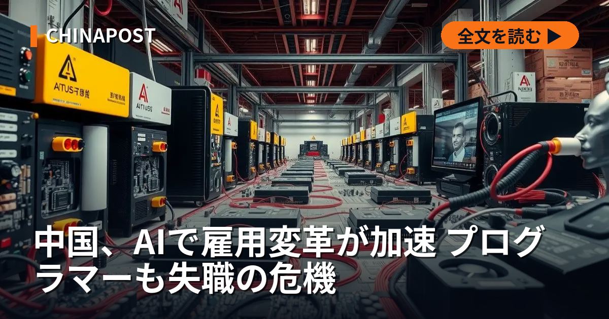 中国、AIで雇用変革が加速 プログラマーも失職の危機