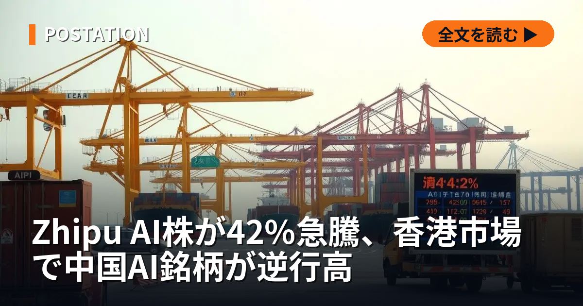 Zhipu AI株が42%急騰、香港市場で中国AI銘柄が逆行高