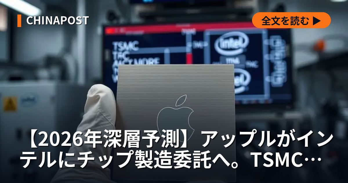 【2026年深層予測】アップルがインテルにチップ製造委託へ。TSMC独占の終焉と「米国回帰」が招く産業大再編