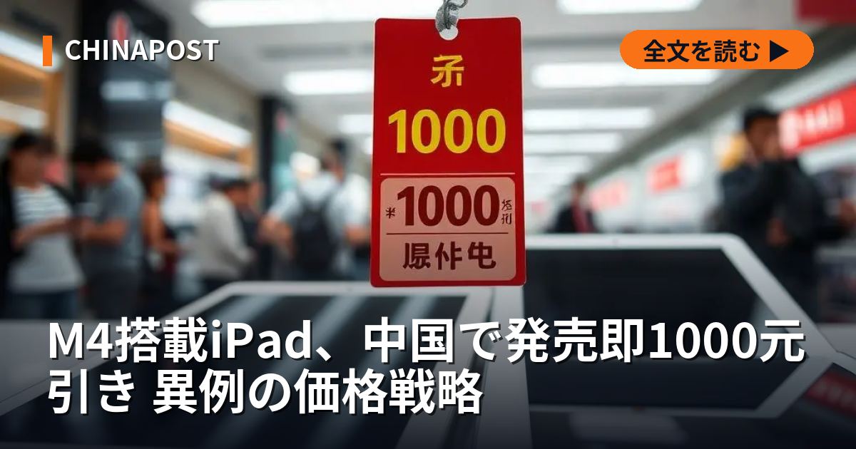M4搭載iPad、中国で発売即1000元引き 異例の価格戦略