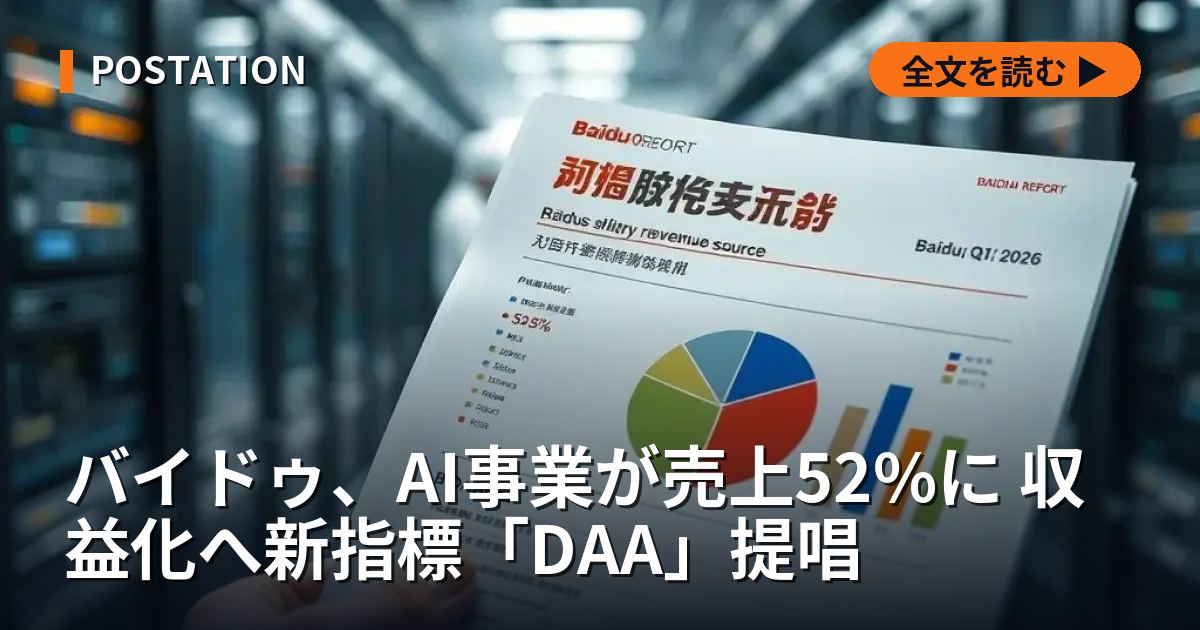 バイドゥ、AI事業が売上52%に 収益化へ新指標「DAA」提唱