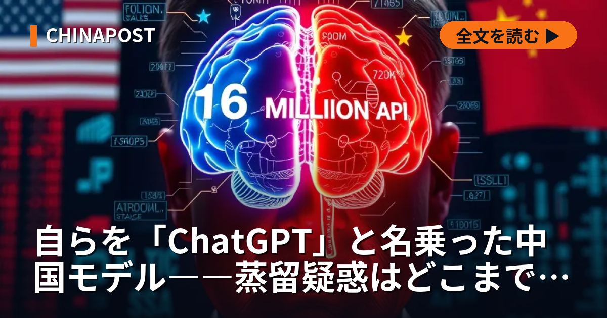 自らを「ChatGPT」と名乗った中国モデル――蒸留疑惑はどこまで証明されているのか