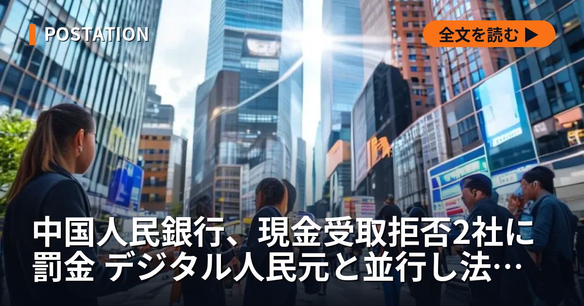 中国人民銀行、現金受取拒否2社に罰金 デジタル人民元と並行し法定通貨の地位を死守
