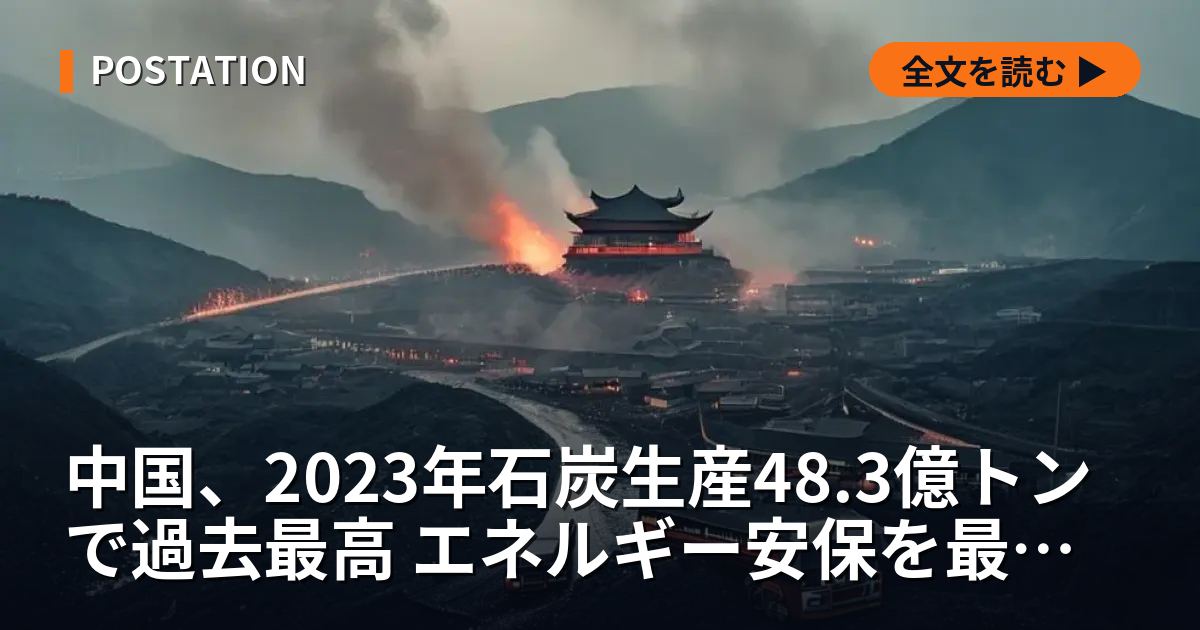 中国、2023年石炭生産48.3億トンで過去最高 エネルギー安保を最優先