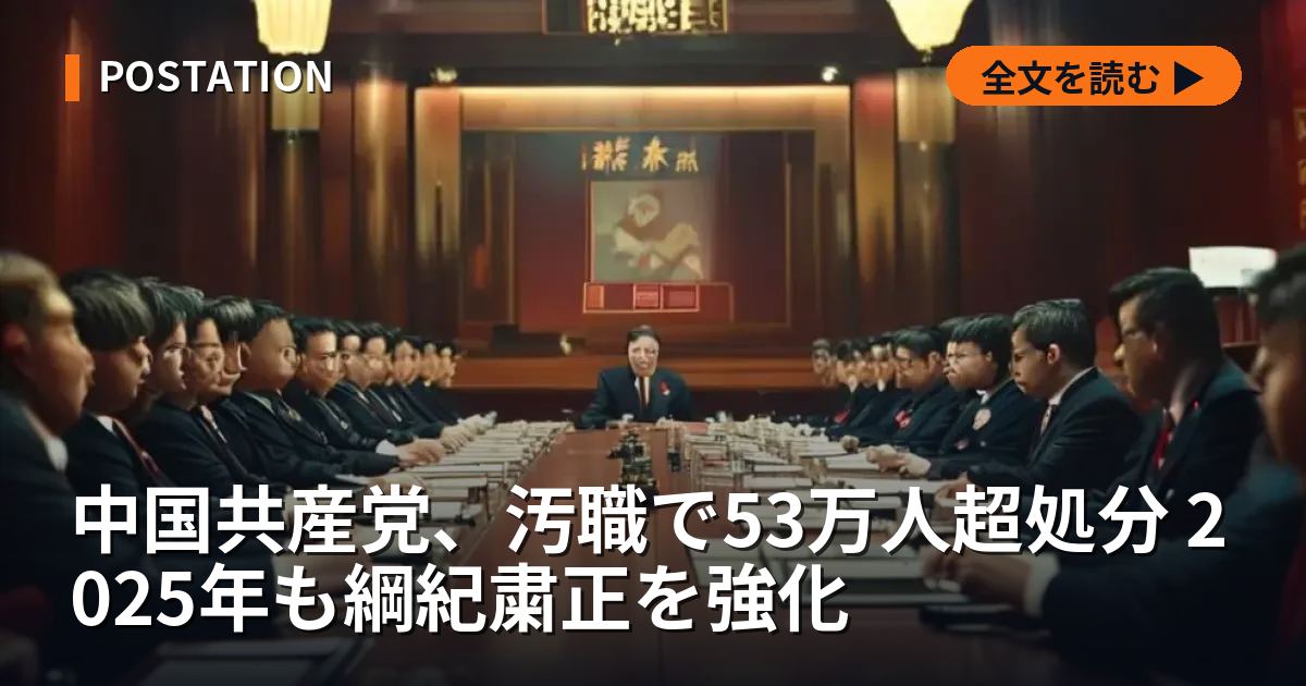 中国共産党、汚職で53万人超処分 2025年も綱紀粛正を強化