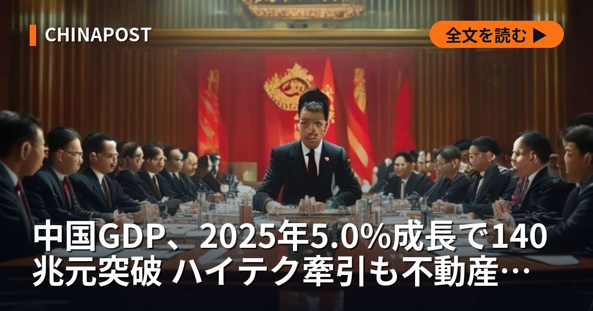 中国GDP、2025年5.0%成長で140兆元突破 ハイテク牽引も不動産が重荷