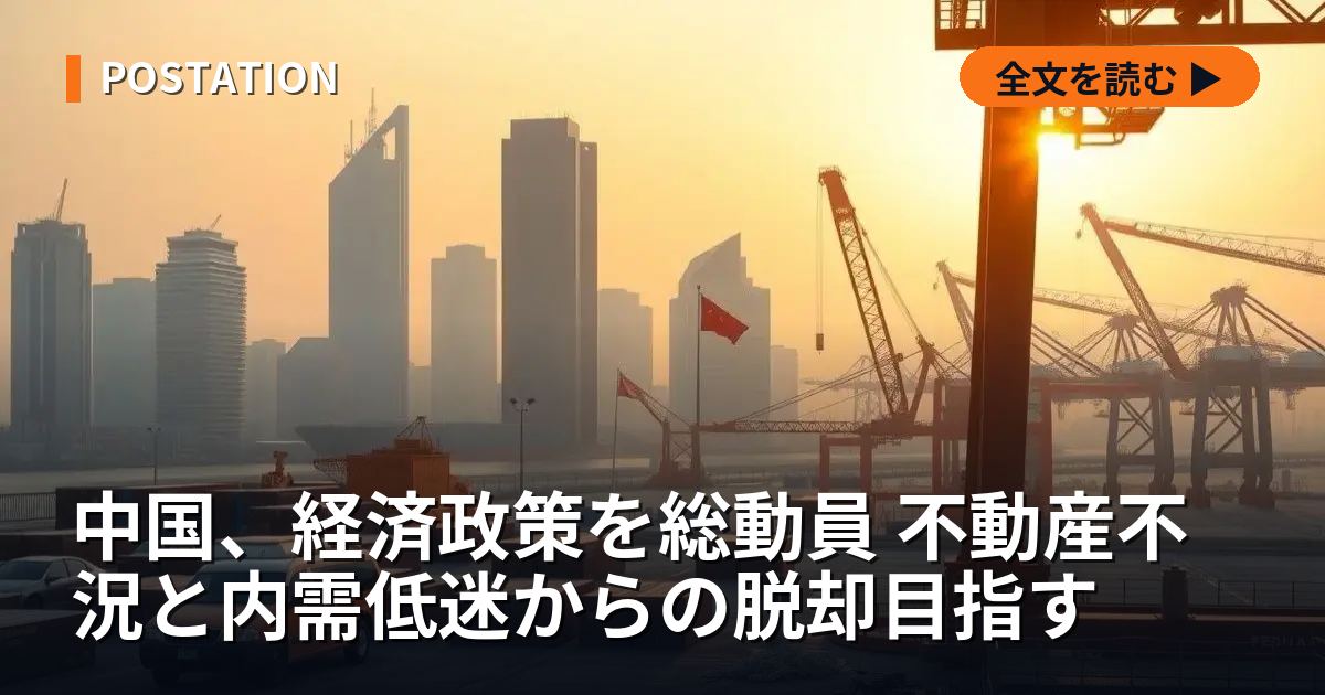 中国、経済政策を総動員 不動産不況と内需低迷からの脱却目指す