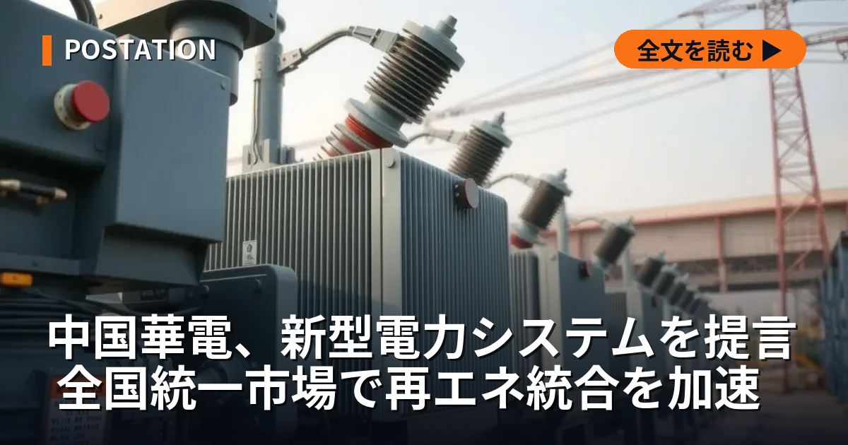 中国華電、新型電力システムを提言 全国統一市場で再エネ統合を加速