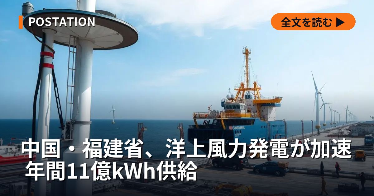 中国・福建省、洋上風力発電が加速 年間11億kWh供給