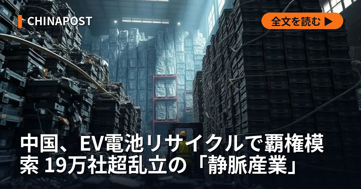 中国、EV電池リサイクルで覇権模索 19万社超乱立の「静脈産業」