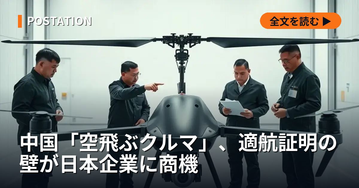 中国「空飛ぶクルマ」、適航証明の壁が日本企業に商機