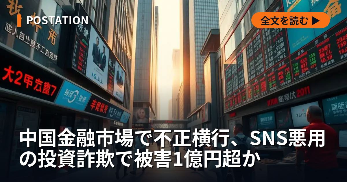 中国金融市場で不正横行、SNS悪用の投資詐欺で被害1億円超か