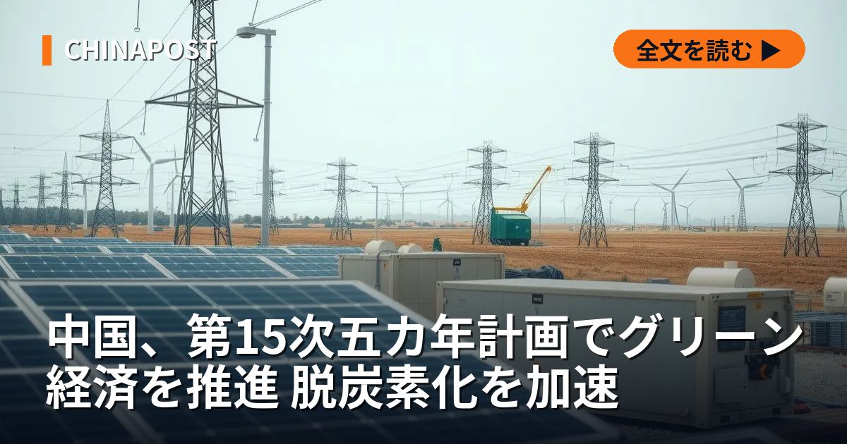 中国、第15次五カ年計画でグリーン経済を推進 脱炭素化を加速