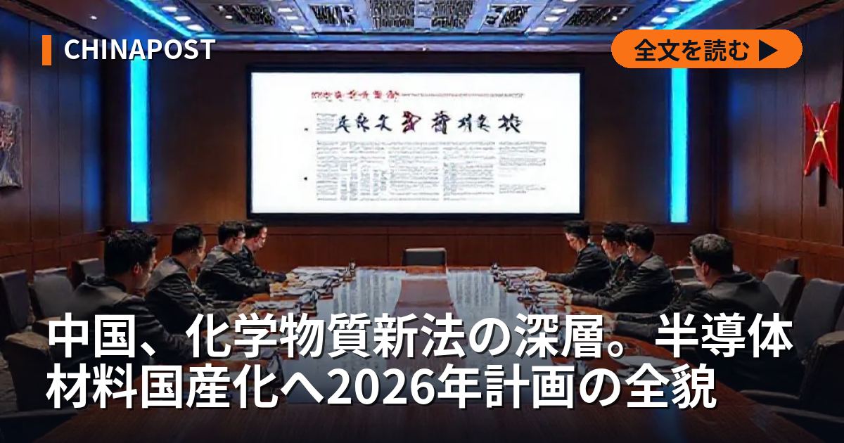 中国、化学物質新法の深層。半導体材料国産化へ2026年計画の全貌