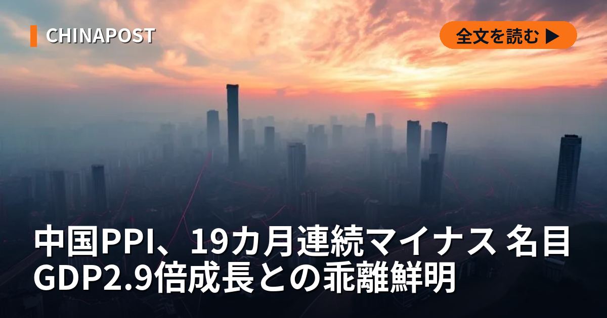 中国PPI、19カ月連続マイナス 名目GDP2.9倍成長との乖離鮮明