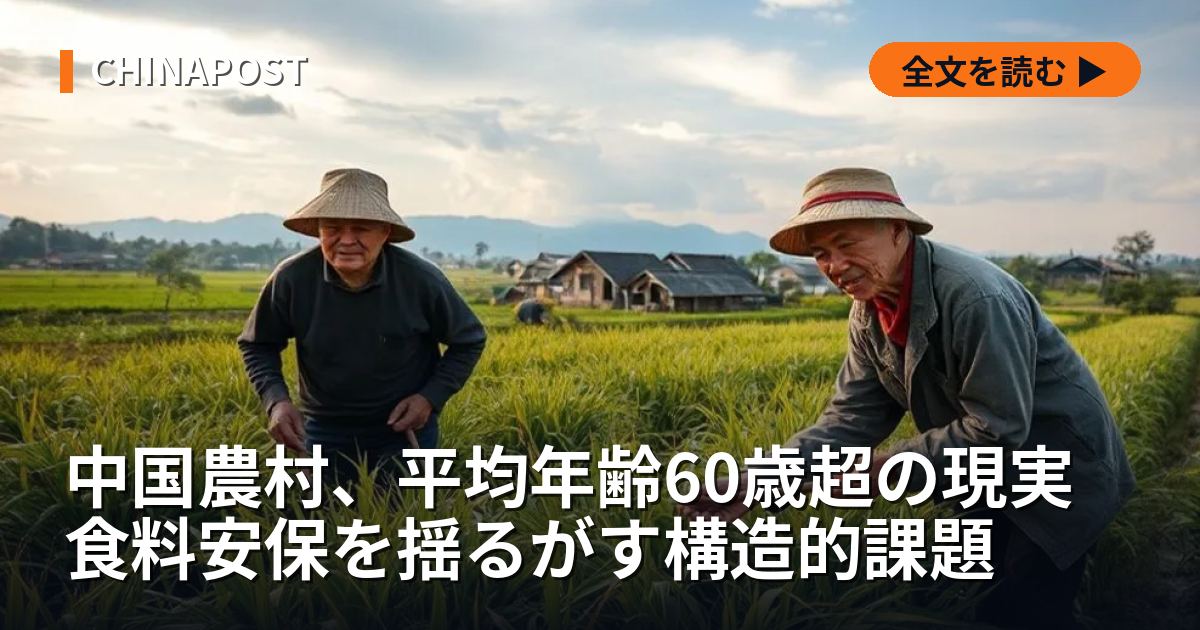 中国農村、平均年齢60歳超の現実 食料安保を揺るがす構造的課題