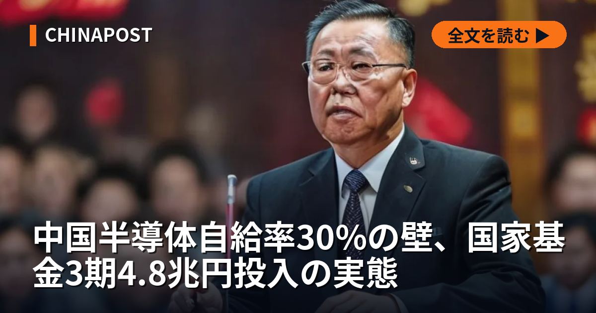 中国半導体自給率30%の壁、国家基金3期4.8兆円投入の実態