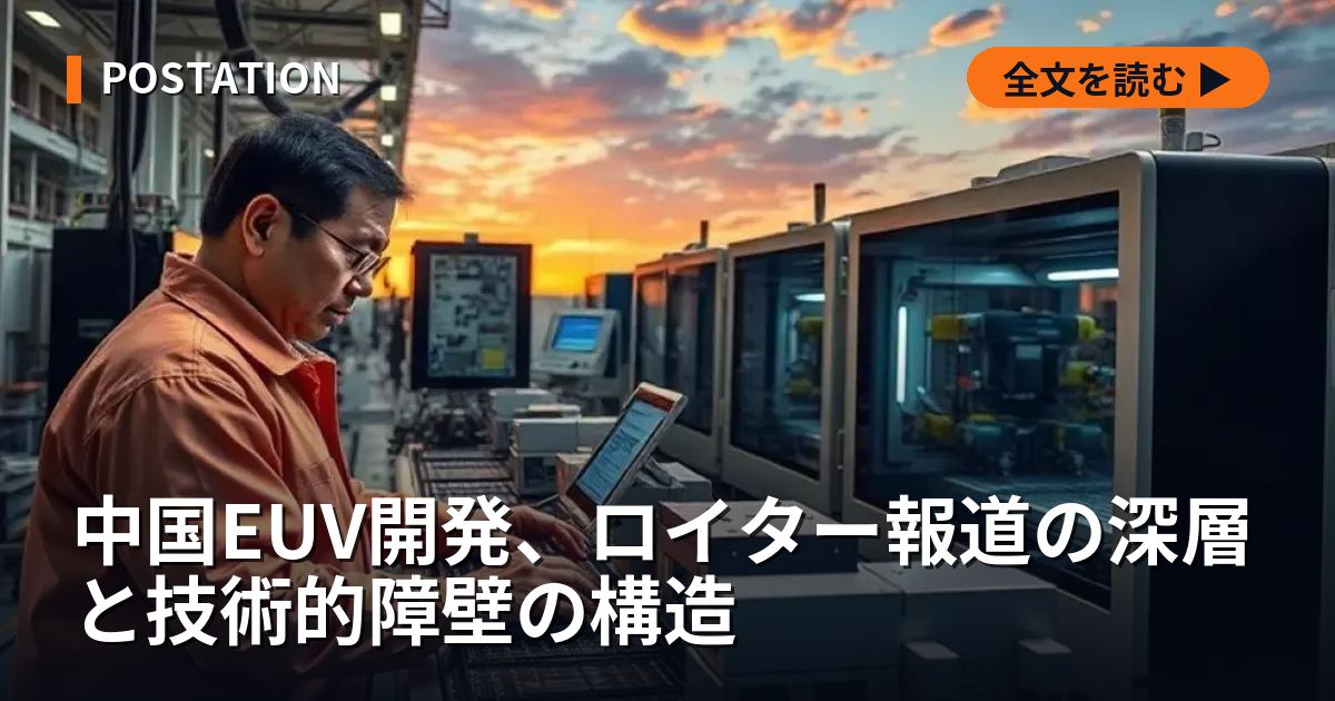 中国EUV開発、ロイター報道の深層と技術的障壁の構造