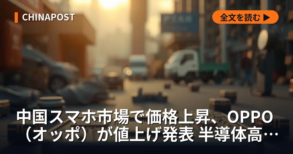 中国スマホ市場で価格上昇、OPPO（オッポ）が値上げ発表 半導体高騰で