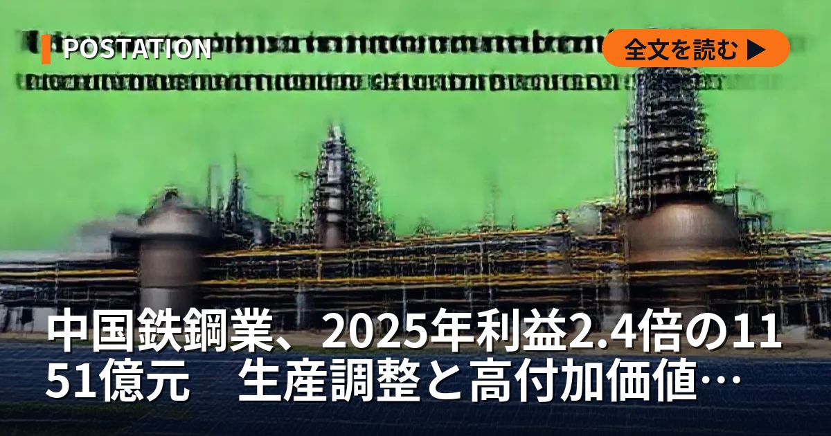 中国鉄鋼業、2025年利益2.4倍の1151億元　生産調整と高付加価値化が奏功