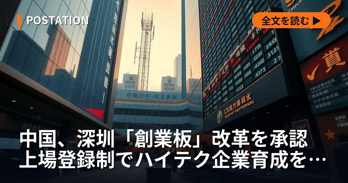 中国、深圳「創業板」改革を承認 上場登録制でハイテク企業育成を加速