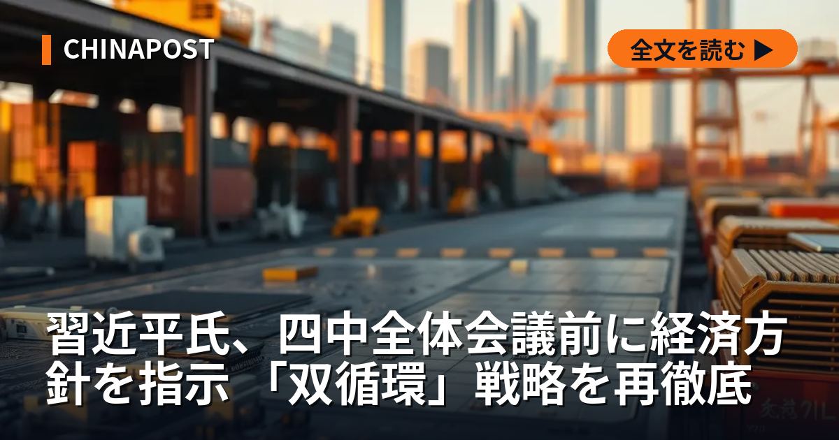 習近平氏、四中全体会議前に経済方針を指示 「双循環」戦略を再徹底