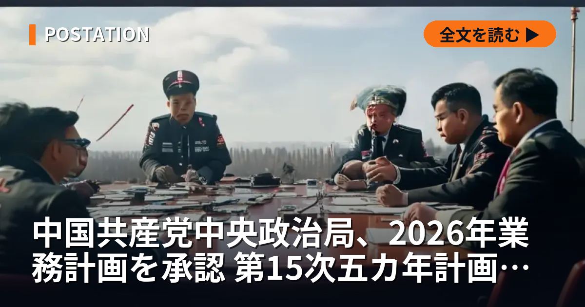 中国共産党中央政治局、2026年業務計画を承認 第15次五カ年計画始動へ