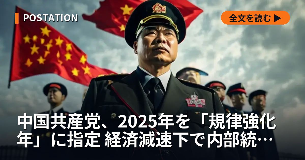 中国共産党、2025年を「規律強化年」に指定 経済減速下で内部統制を徹底
