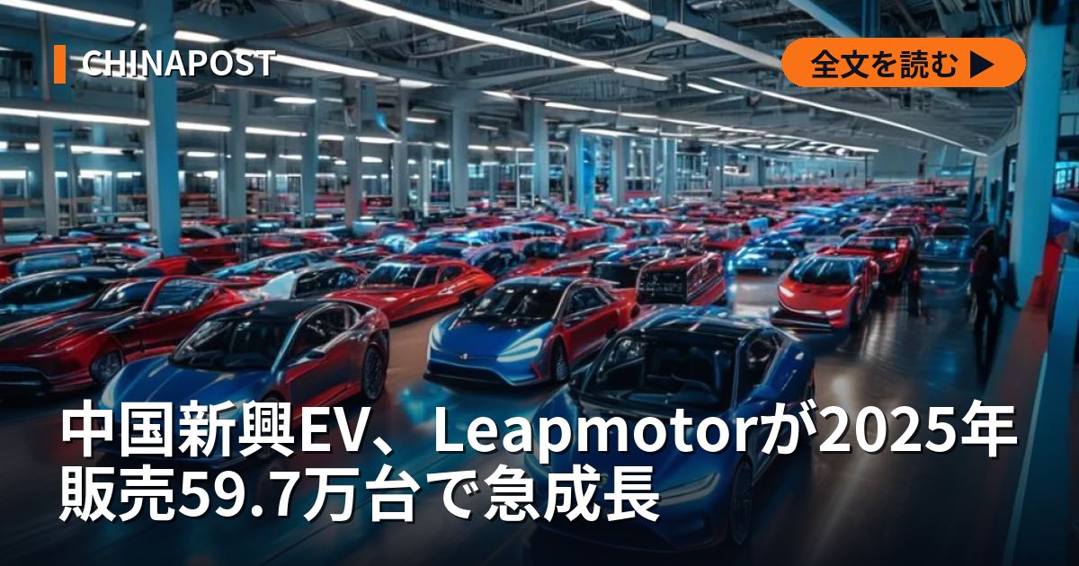 中国新興EV、Leapmotorが2025年販売59.7万台で急成長