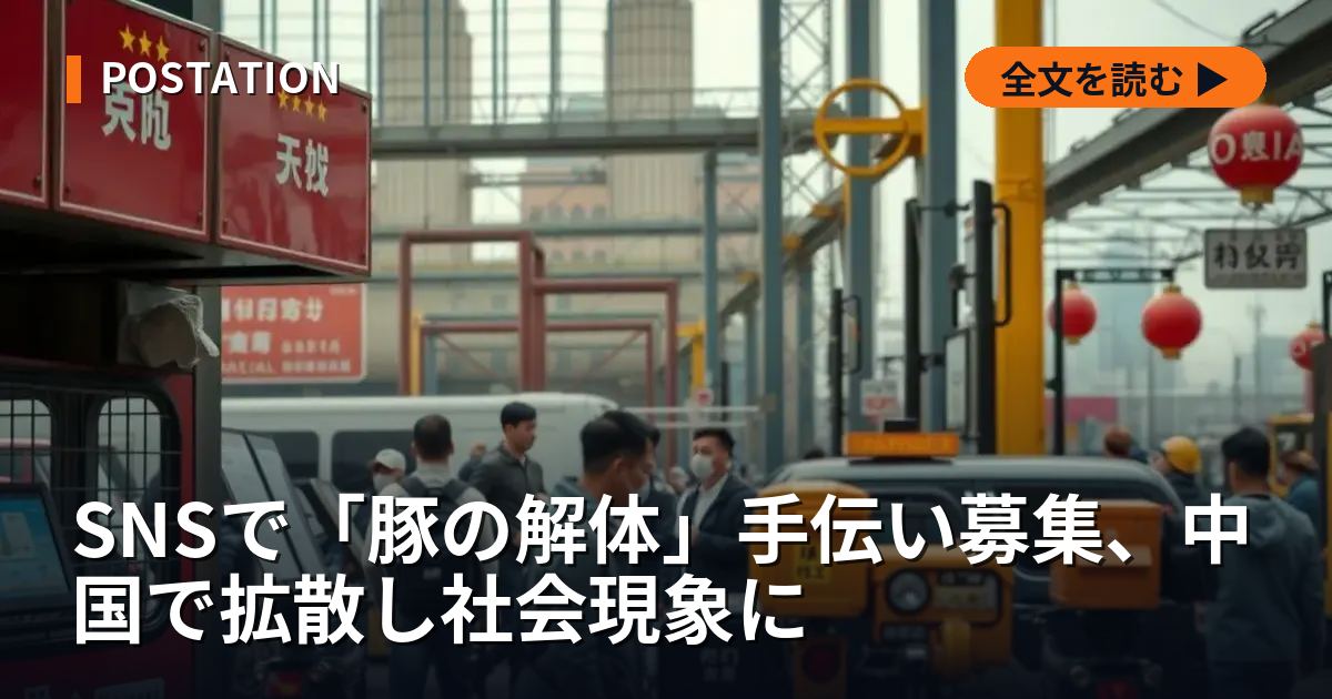 SNSで「豚の解体」手伝い募集、中国で拡散し社会現象に