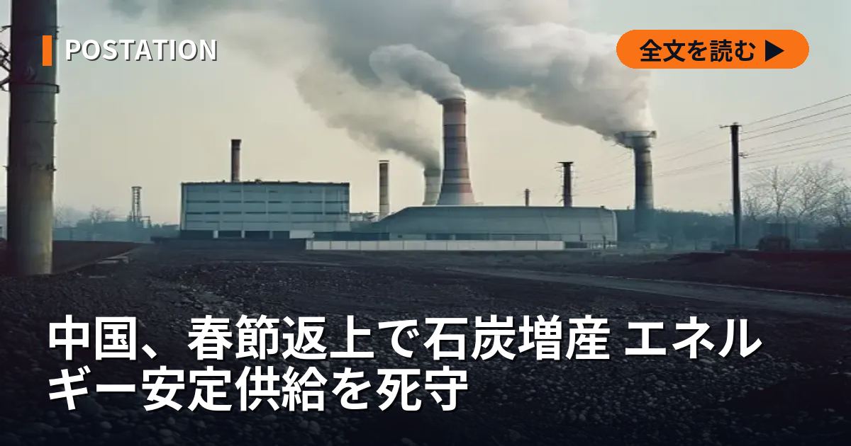 中国、春節返上で石炭増産 エネルギー安定供給を死守