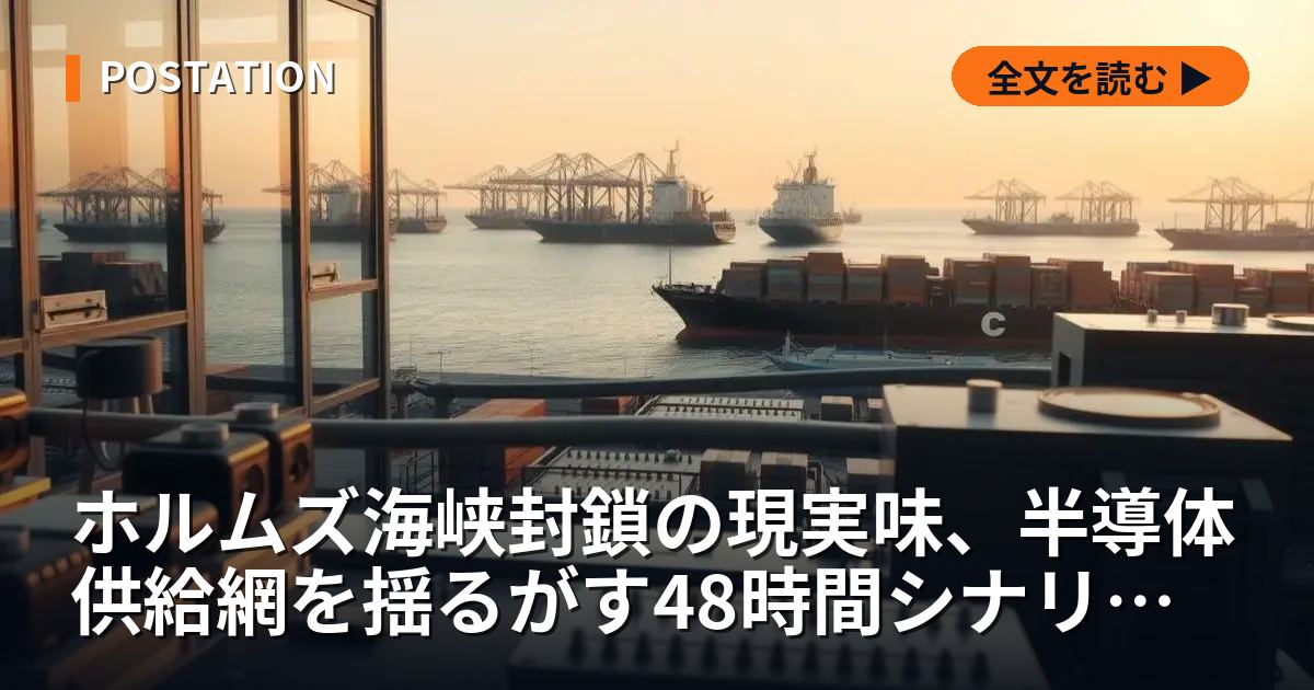 ホルムズ海峡封鎖の現実味、半導体供給網を揺るがす48時間シナリオの全貌