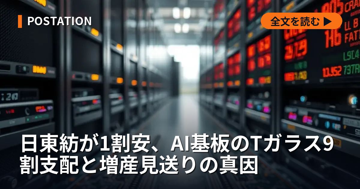日東紡が1割安、AI基板のTガラス9割支配と増産見送りの真因