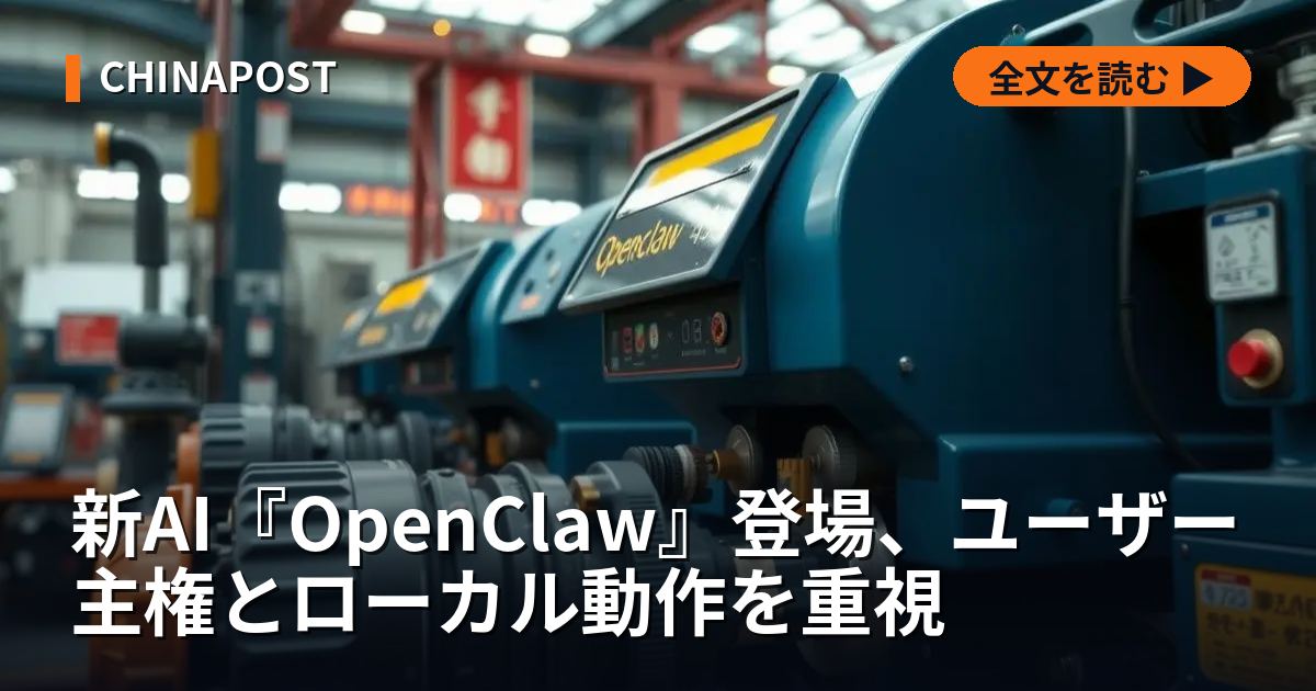 新AI『OpenClaw』登場、ユーザー主権とローカル動作を重視