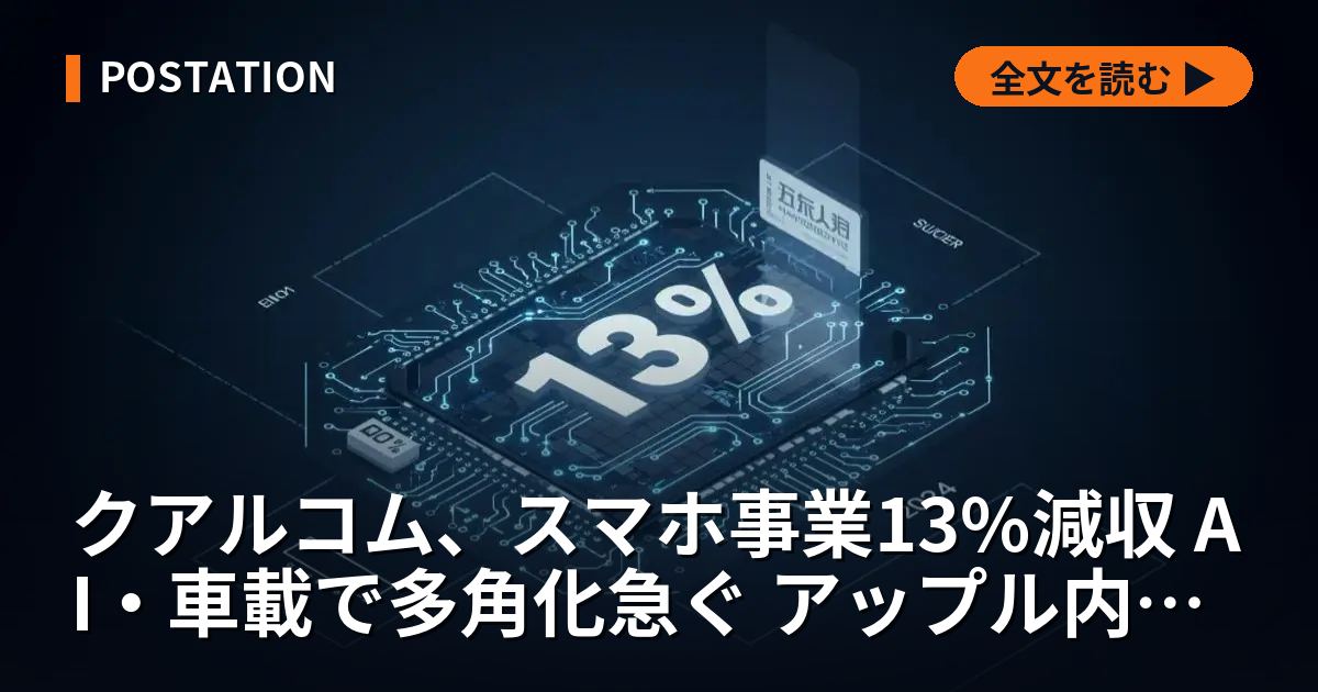 クアルコム、スマホ事業13%減収 AI・車載で多角化急ぐ アップル内製化が課題