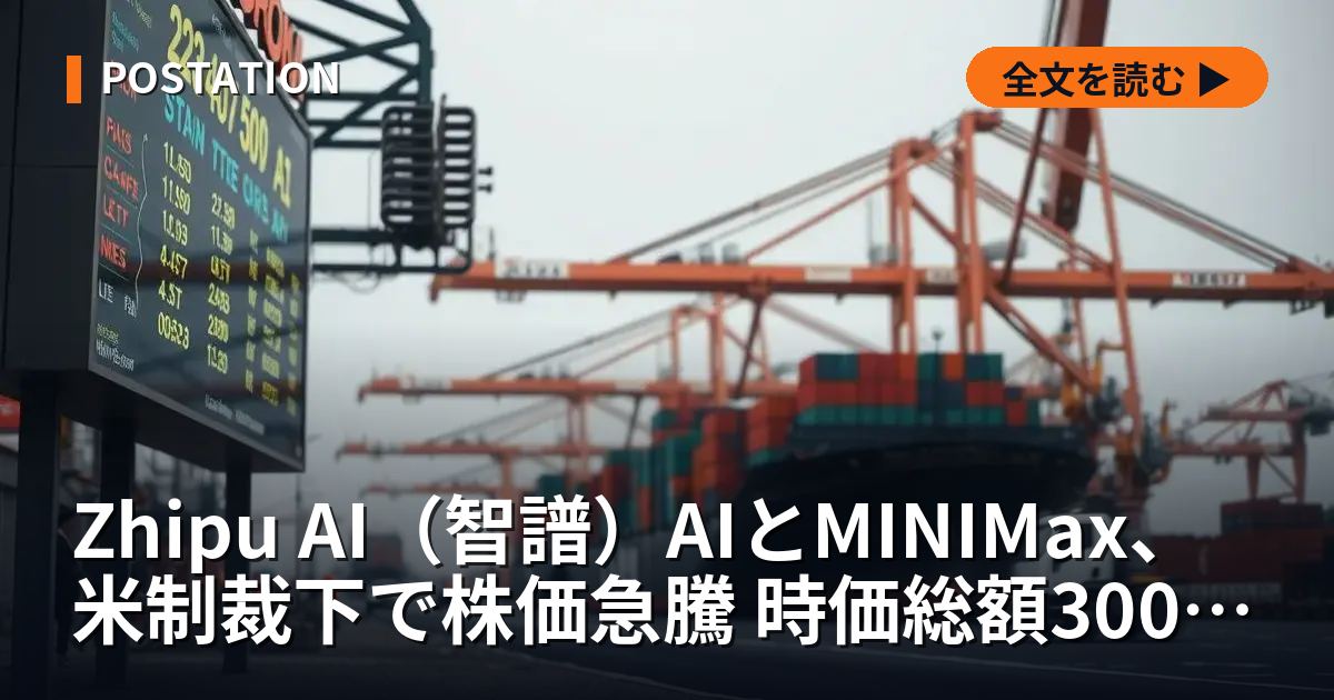 Zhipu AI（智譜）AIとMINIMax、米制裁下で株価急騰 時価総額3000億香港ドル超