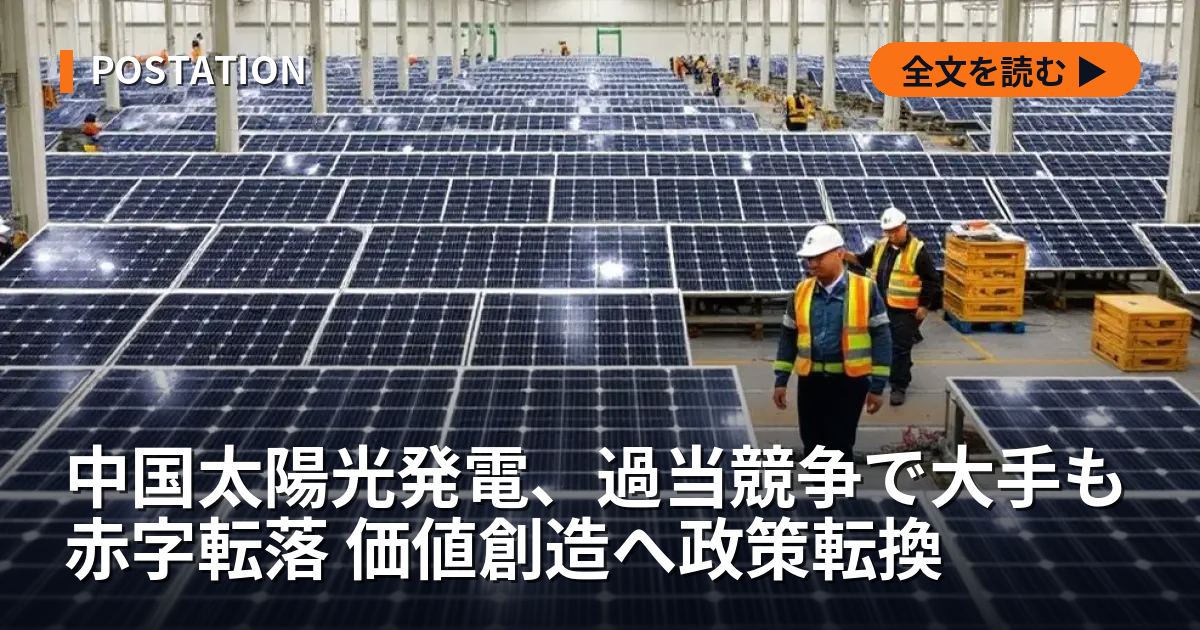 中国太陽光発電、過当競争で大手も赤字転落 価値創造へ政策転換
