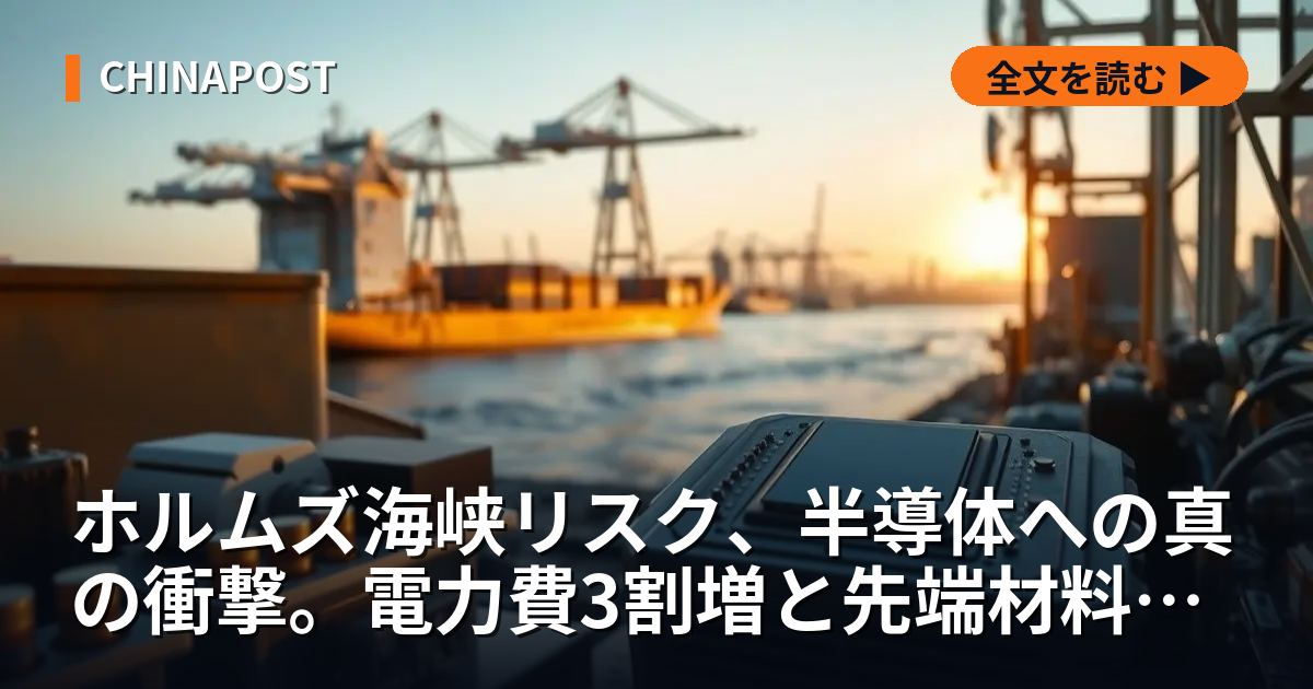 ホルムズ海峡リスク、半導体への真の衝撃。電力費3割増と先端材料の輸送網寸断