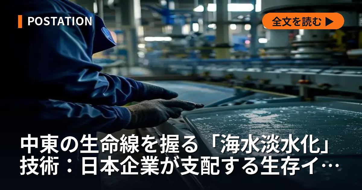 中東の生命線を握る「海水淡水化」技術：日本企業が支配する生存インフラの全貌【2026年最新】