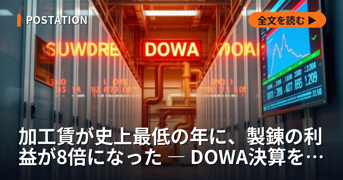 加工賃が史上最低の年に、製錬の利益が8倍になった ― DOWA決算を分解する