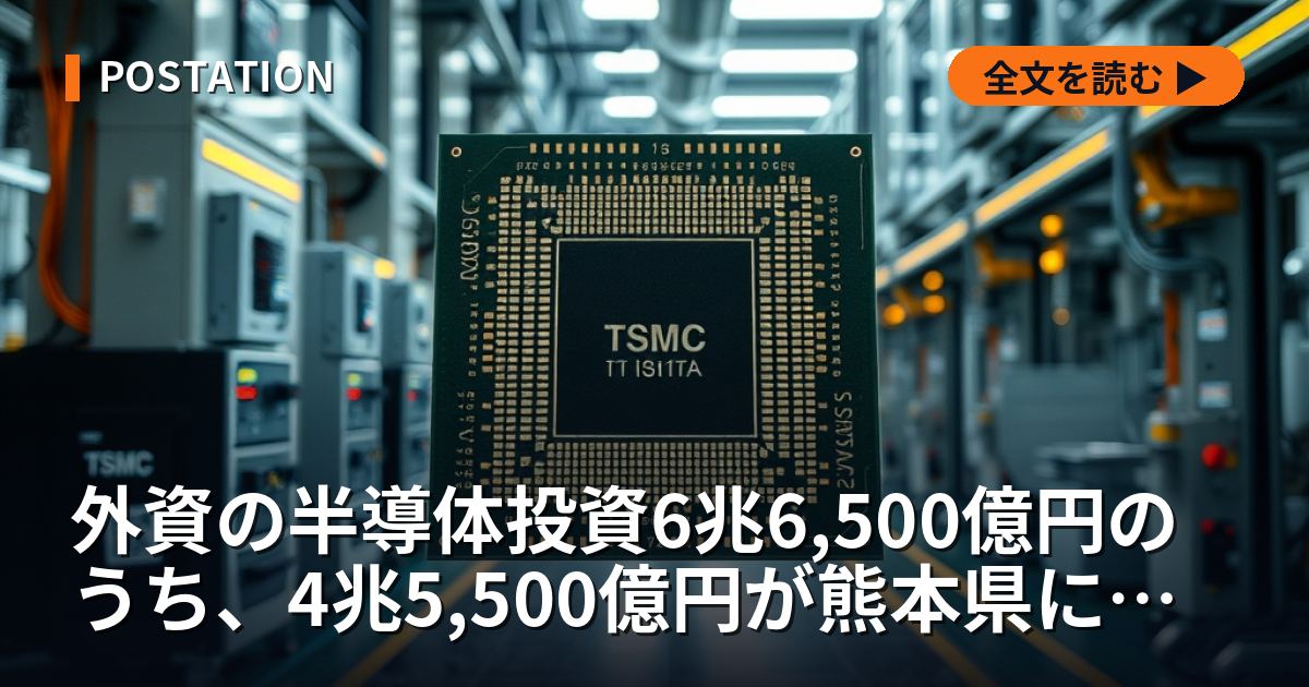 外資の半導体投資6兆6,500億円のうち、4兆5,500億円が熊本県に落ちる