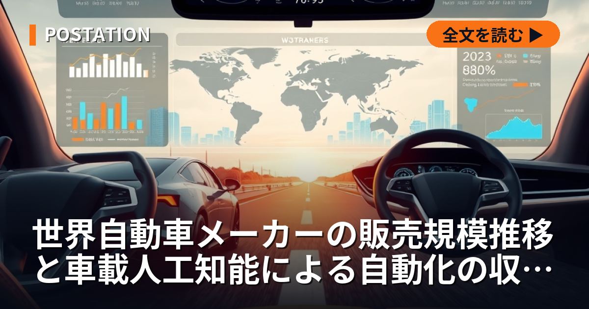 世界自動車メーカーの販売規模推移と車載人工知能による自動化の収益モデル