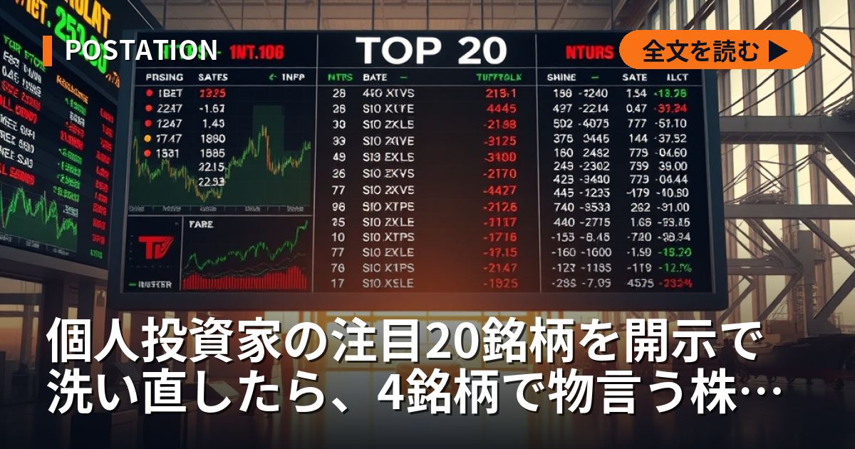 個人投資家の注目20銘柄を開示で洗い直したら、4銘柄で物言う株主が先に動いていた