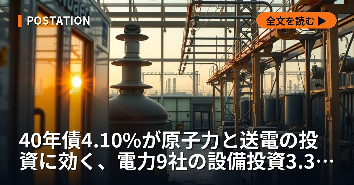 40年債4.10%が原子力と送電の投資に効く、電力9社の設備投資3.3兆円を有報で測った