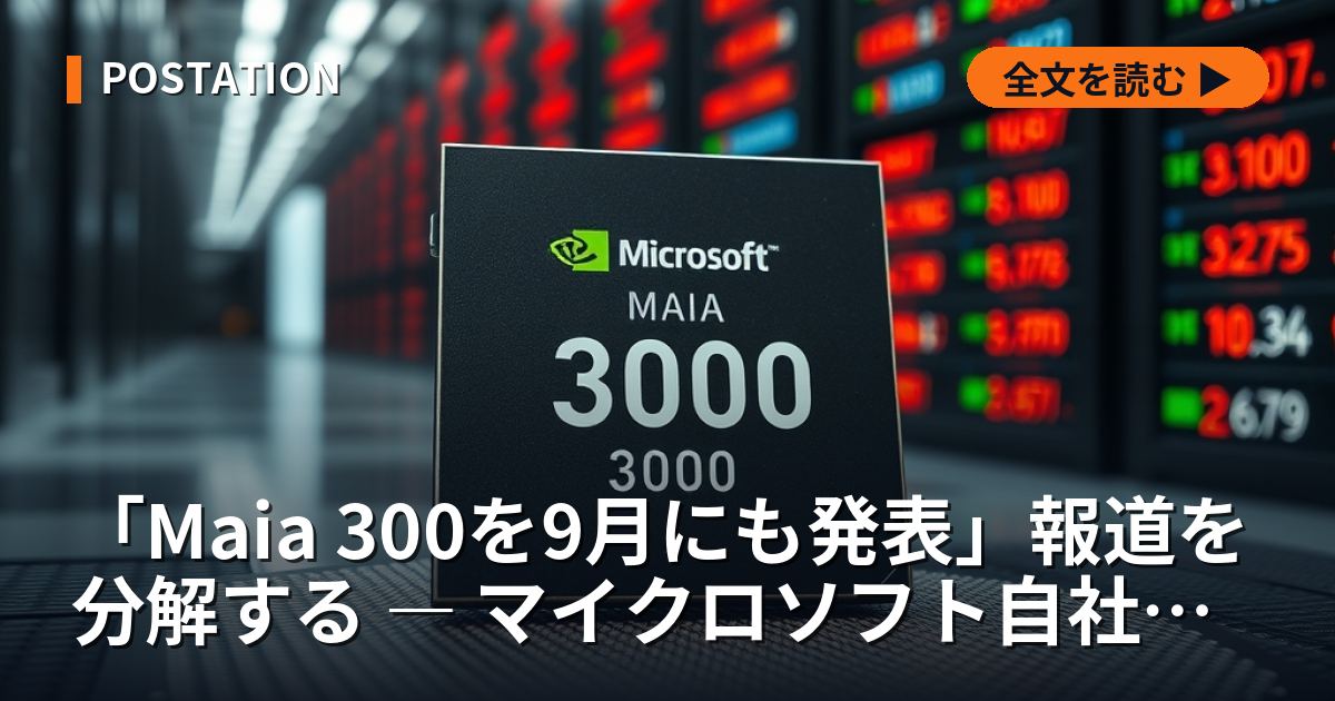 「Maia 300を9月にも発表」報道を分解する ― マイクロソフト自社チップの系譜と、SNSに流れる7銘柄表の検算