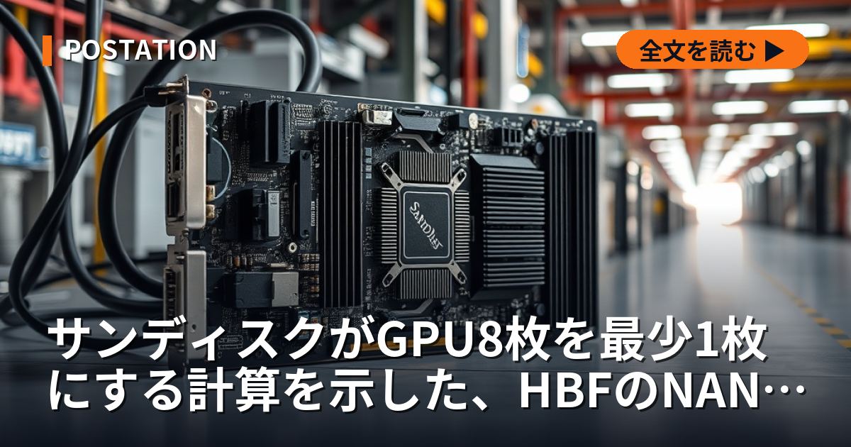 サンディスクがGPU8枚を最少1枚にする計算を示した、HBFのNANDは四日市と北上で作られる