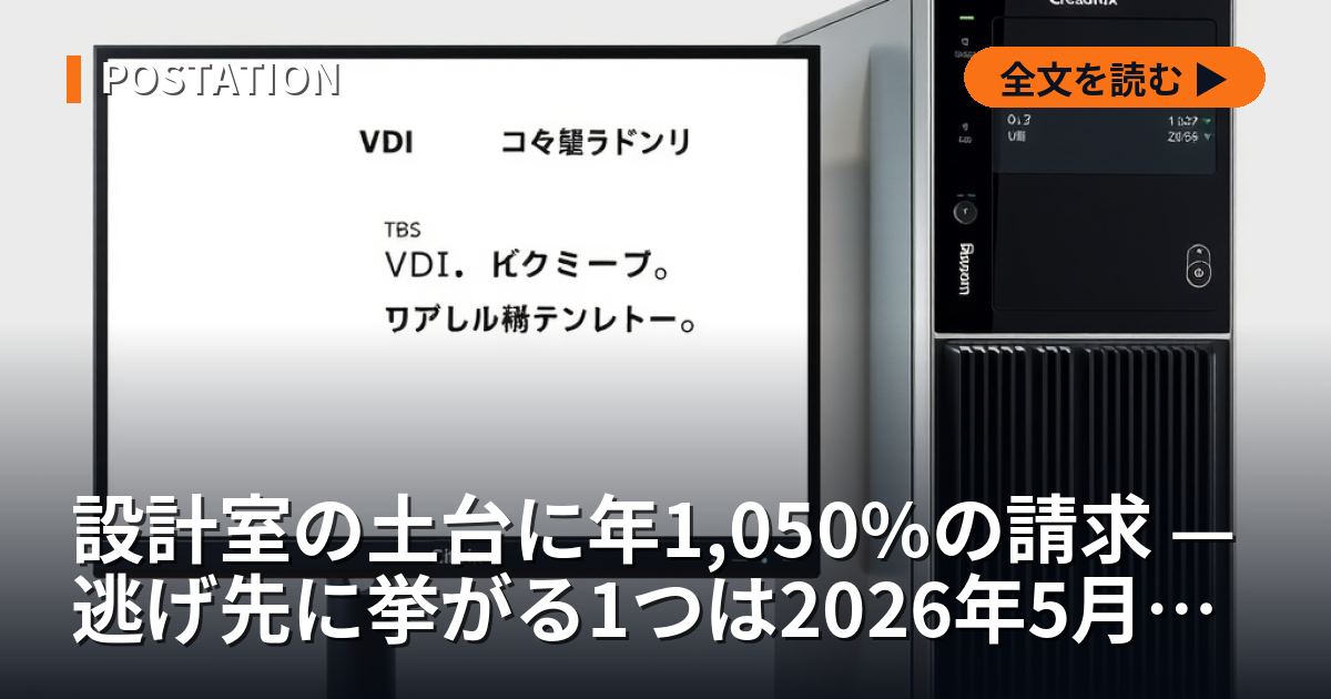 設計室の土台に年1,050%の請求 — 逃げ先に挙がる1つは2026年5月に販売を終える