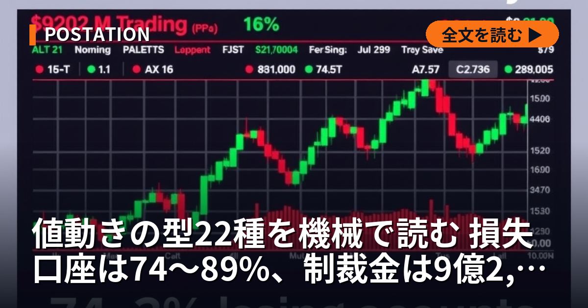 値動きの型22種を全数検証 損失口座は74〜89%、制裁金は9億2,020万ドル